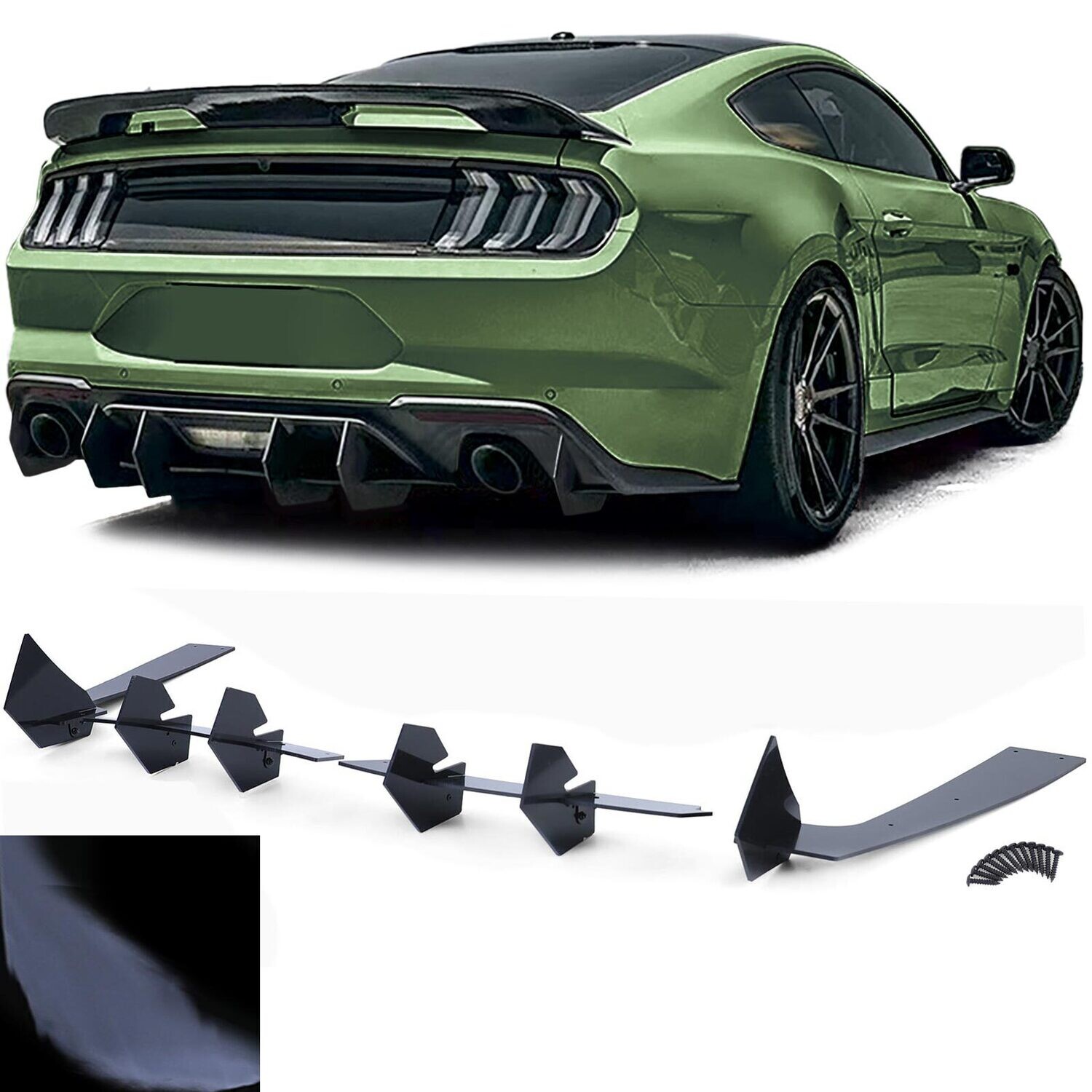 Diffuseur arrière sport fixation CUP noir brillant pour Ford Mustang GT MK6 à partir de 2014