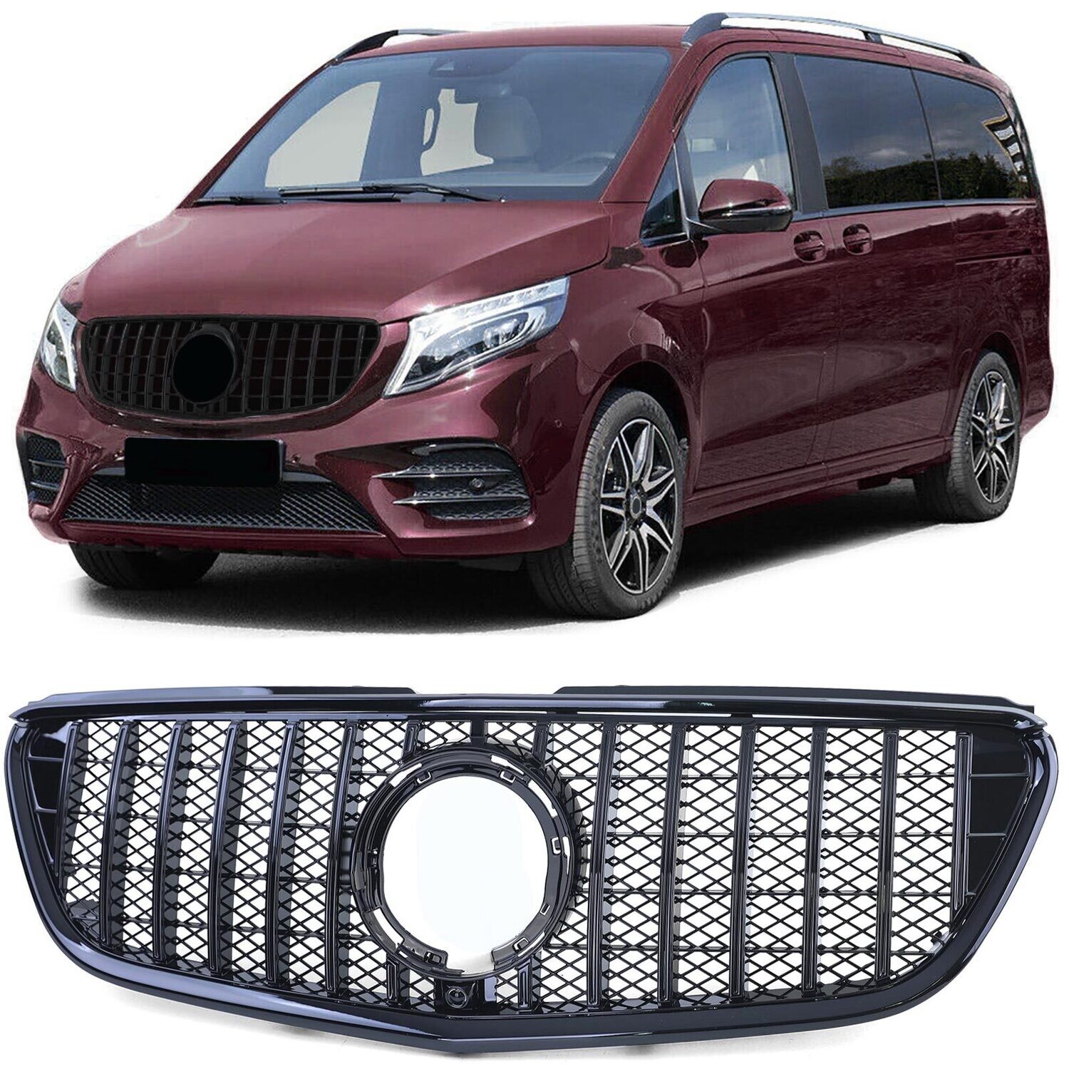 Calandre Panamericana noir brillant pour Mercedes Classe V Vito W447 W448 à partir de 2019