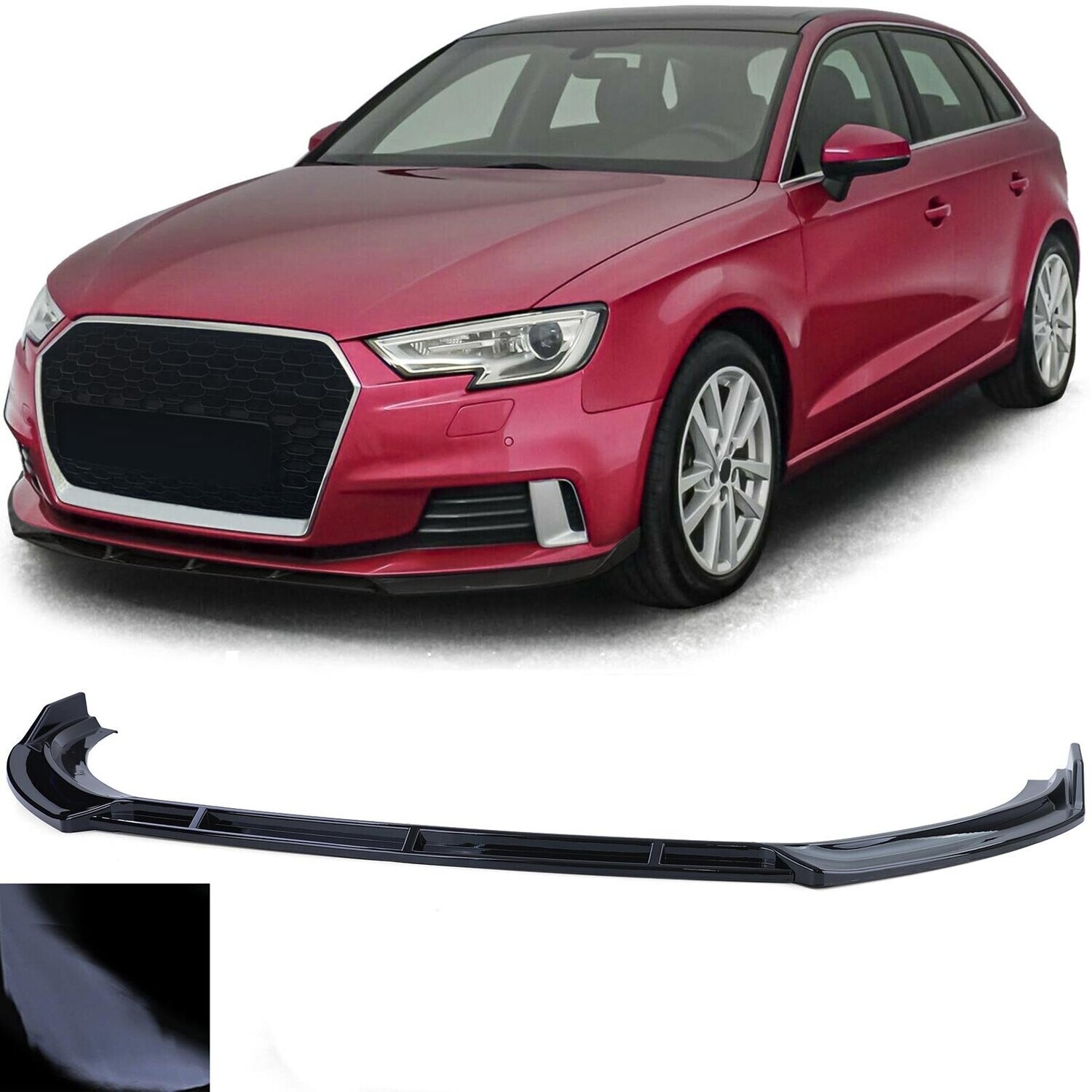 Lame de Pare-chocs avant  noir brillant pour Audi A3 8V Facelift 2016-2020