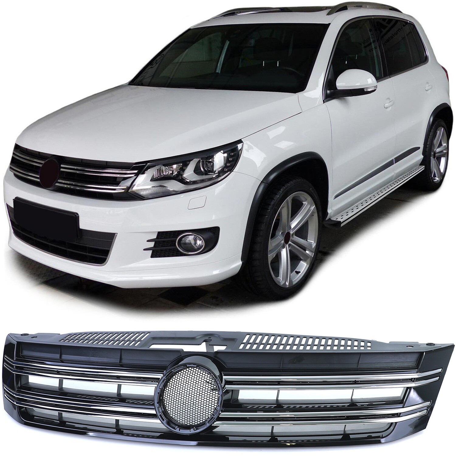Calandre noir brillant et chrome pour VW Tiguan 5N Facelift 2011-2018