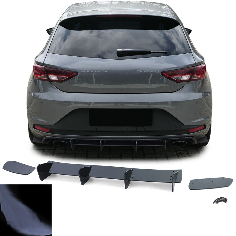 Diffuseur arrière sport noir brillant pour Seat Leon 3 5F Cupra 2012-2016