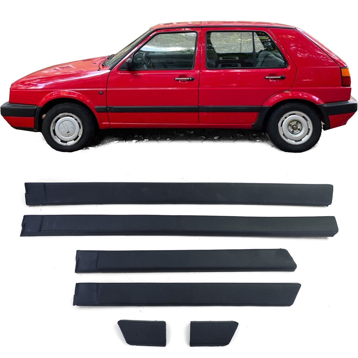 Jeu de baguettes de porte larges 6 pièces pour VW Golf 2 1987-1992 4 portes