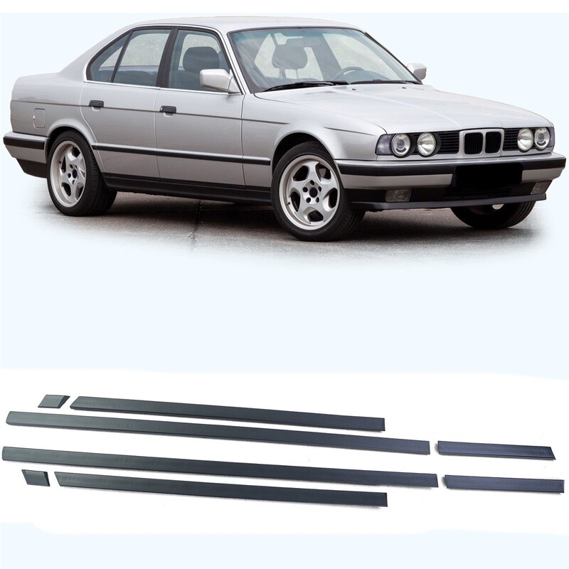 Barras de porta, faixas de pára-choques, conjunto de guarnições de 8 peças para BMW Série 5 E34 1988-1996