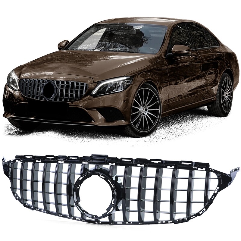 Calandre look AMG / Panamericana noir brillant pour Mercedes Classe C W205 S205 2018-2021