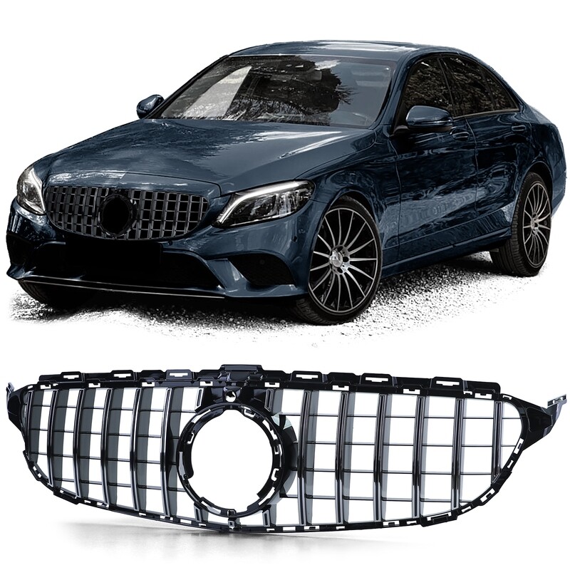 Calandre look AMG / Panamericana noir et chrome pour Mercedes Classe C W205 S205 2018-2021