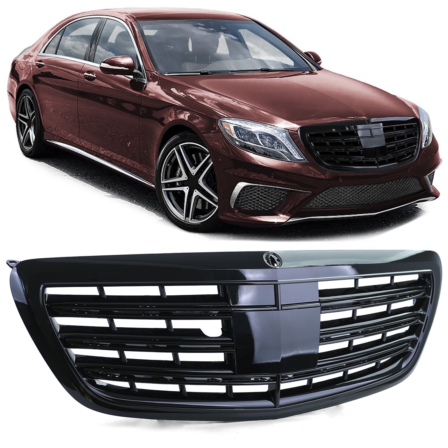 Calandre sport noir brillant pour Mercedes S W222 avec Night Vision 2013-2020
