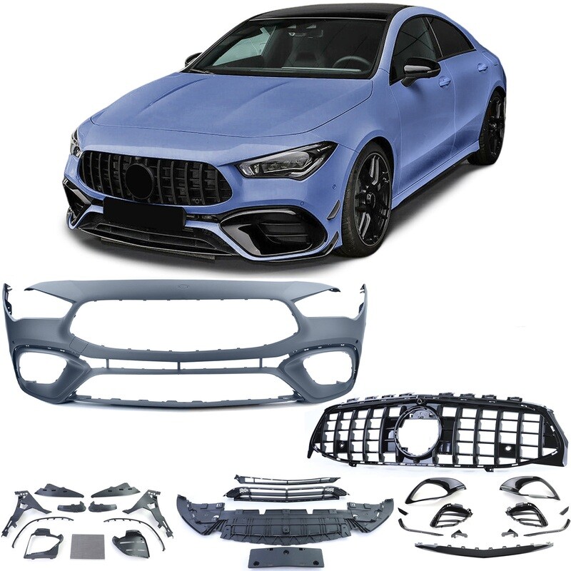 Parechocs Look AMG avec calandre Panamericana noir brillant pour Mercedes CLA C118 à partir de 2019