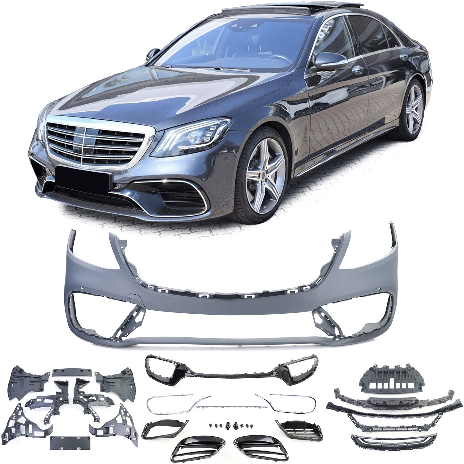 Parechocs avant look AMG pour Mercedes classe S W222 facelift 2017-2020