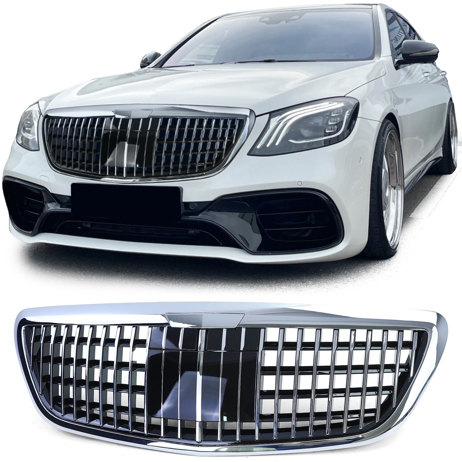 Calandre sport Maybach chrome pour Mercedes classe S W222 avec Night Vision 2013-2020