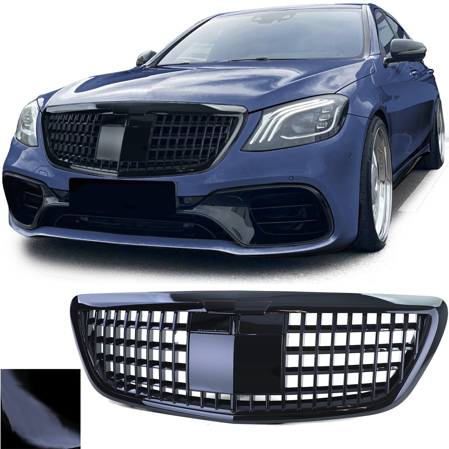 Calandre sport Maybach noir brillant pour Mercedes classe S W222 avec Night Vision 2013-2020