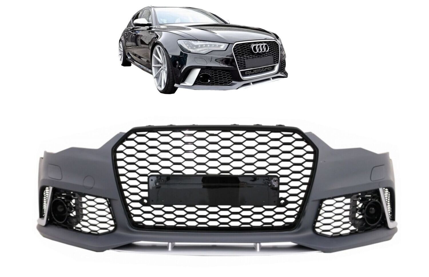 Pare-chocs avant plus calandre noir brillant pour Audi A6 4G C7 look RS4