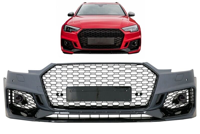 Pare choc avant look RS4 pour AUDI A4 B9 2015 à 2019 + calandre noir brillant
