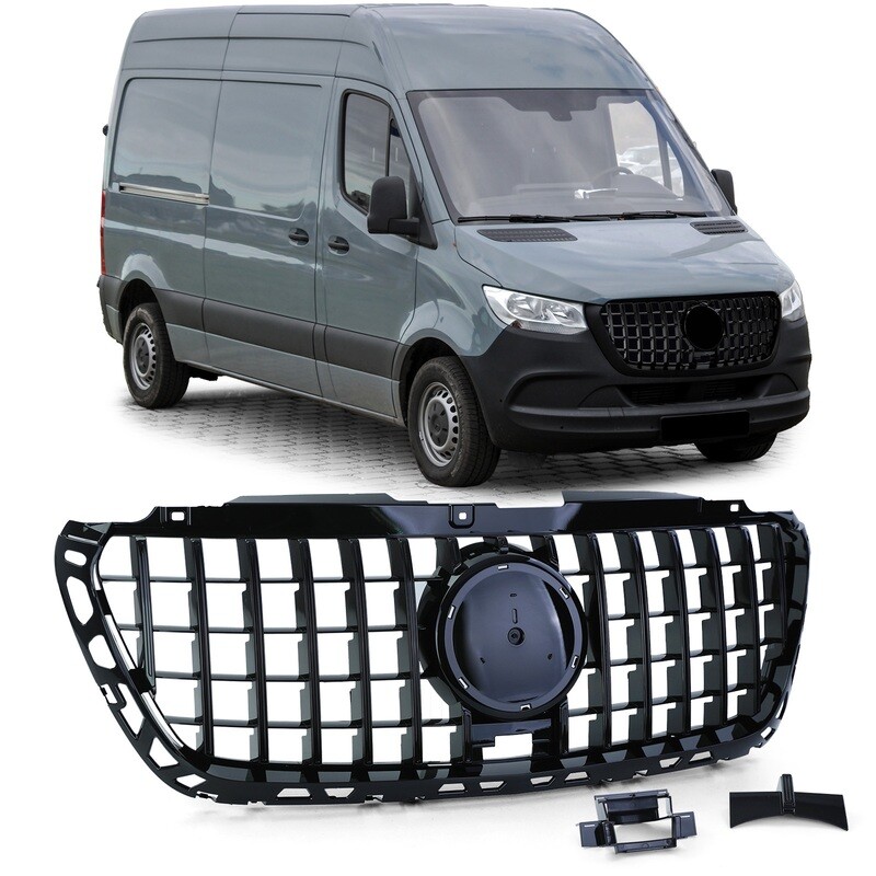 Calandre sport look Panamericana noir brillant pour Mercedes Sprinter 907 910 à partir de 2018