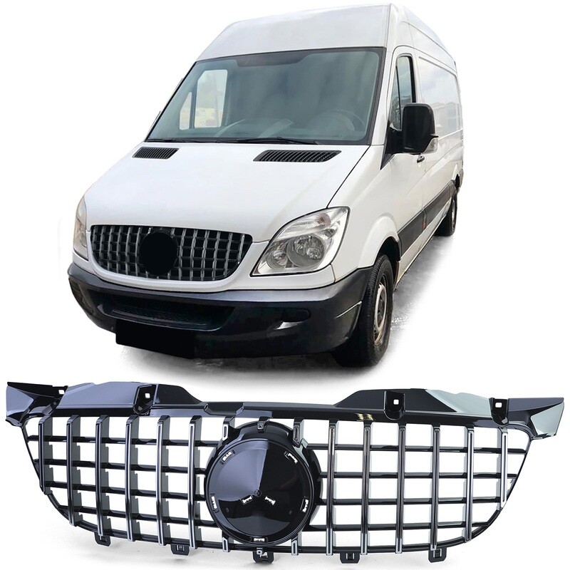 Calandre Panamericana noir brillant et chrome pour Mercedes Sprinter W906 pré-lifting 2006-2013 Calandre Panamericana noir brillant et chrome pour Mercedes Sprinter W906 pré-lifting 2006-2013