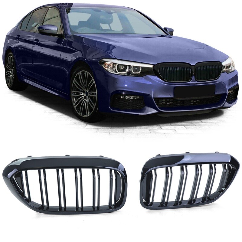 Grille / calandre double lame look performance noir brillant pour BMW Série 5 G30 G31 2017-2020