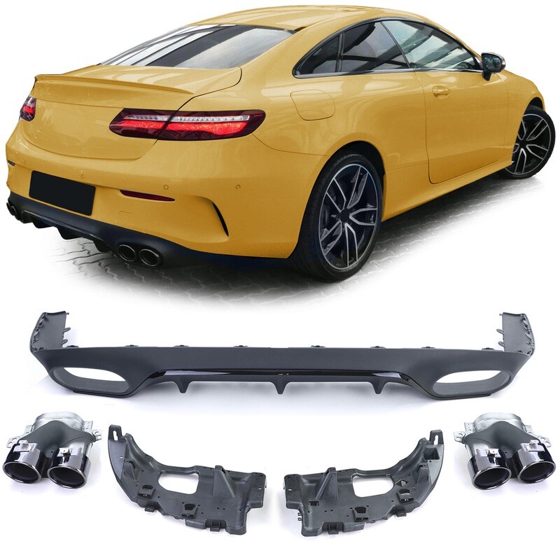 Diffuseur arrière sport avec sorties d'échappement noir pour Mercedes Classe E C238 Coupé Cabrio