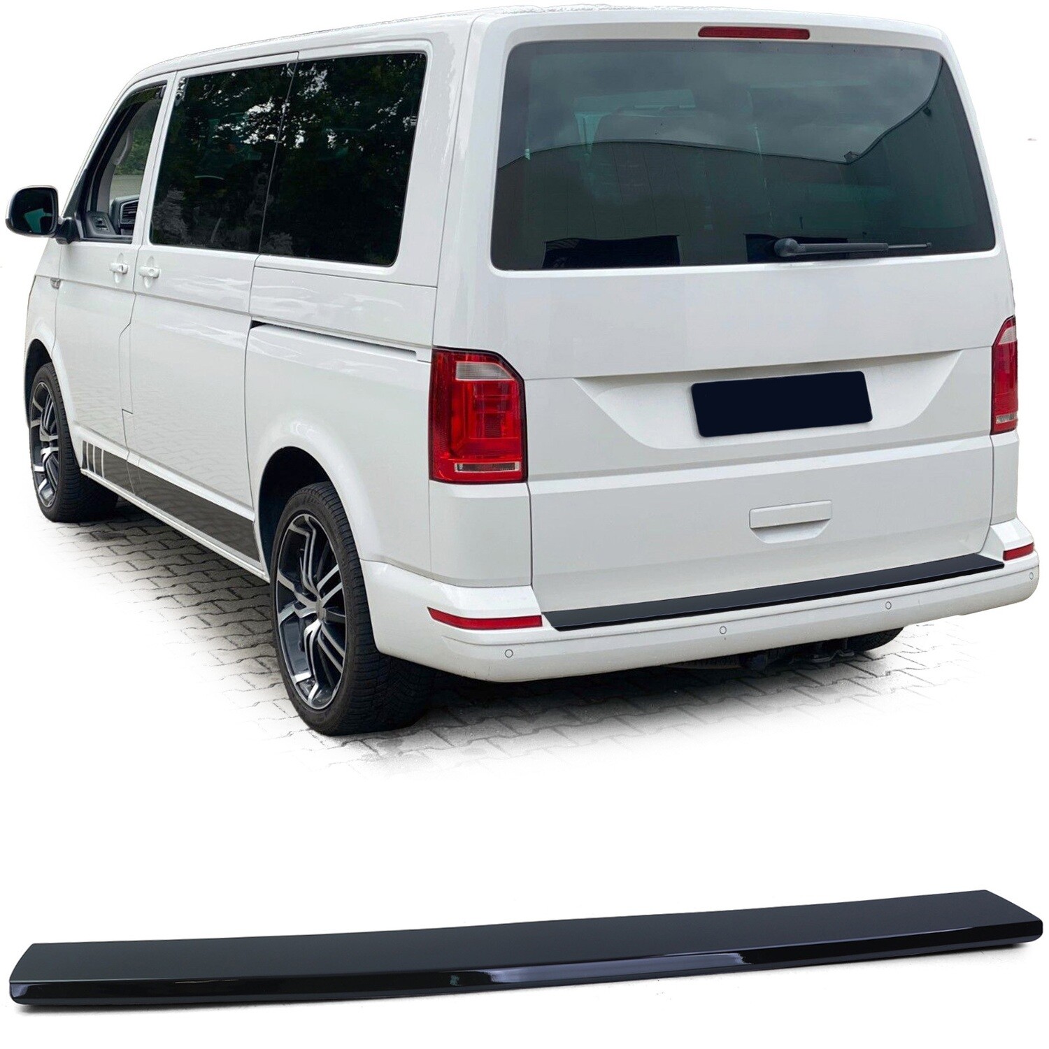 Protection de seuil de chargement pour pare-chocs noir brillant pour VW Bus T5 T5.1 T6 T6.1 à partir de 03