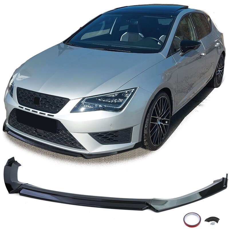 Lèvre de spoiler avant performance noir brillant pour Seat Leon 5F Cupra 2012-2020