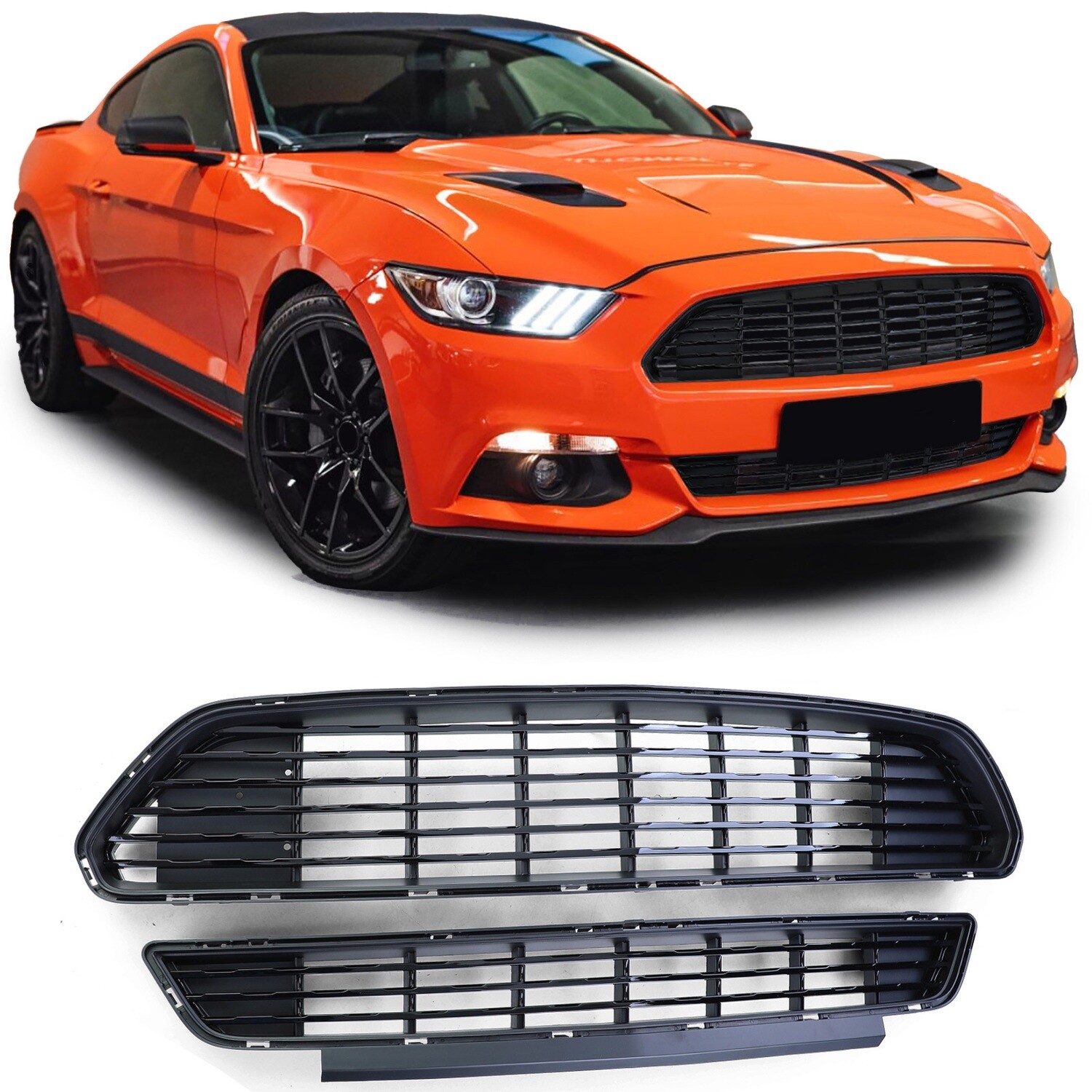 Ensemble de calandres sport supérieur et inférieur noir brillant pour Ford Mustang 6 2014-2017