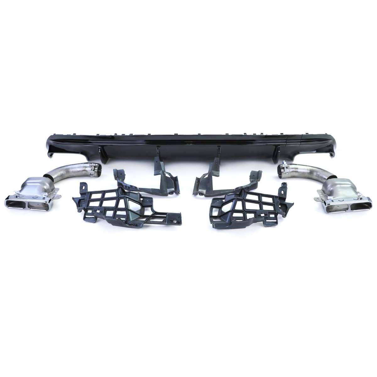 Diffuseur arrière sport noir avec sorties chromées pour Mercedes CLA C117 2013-2019