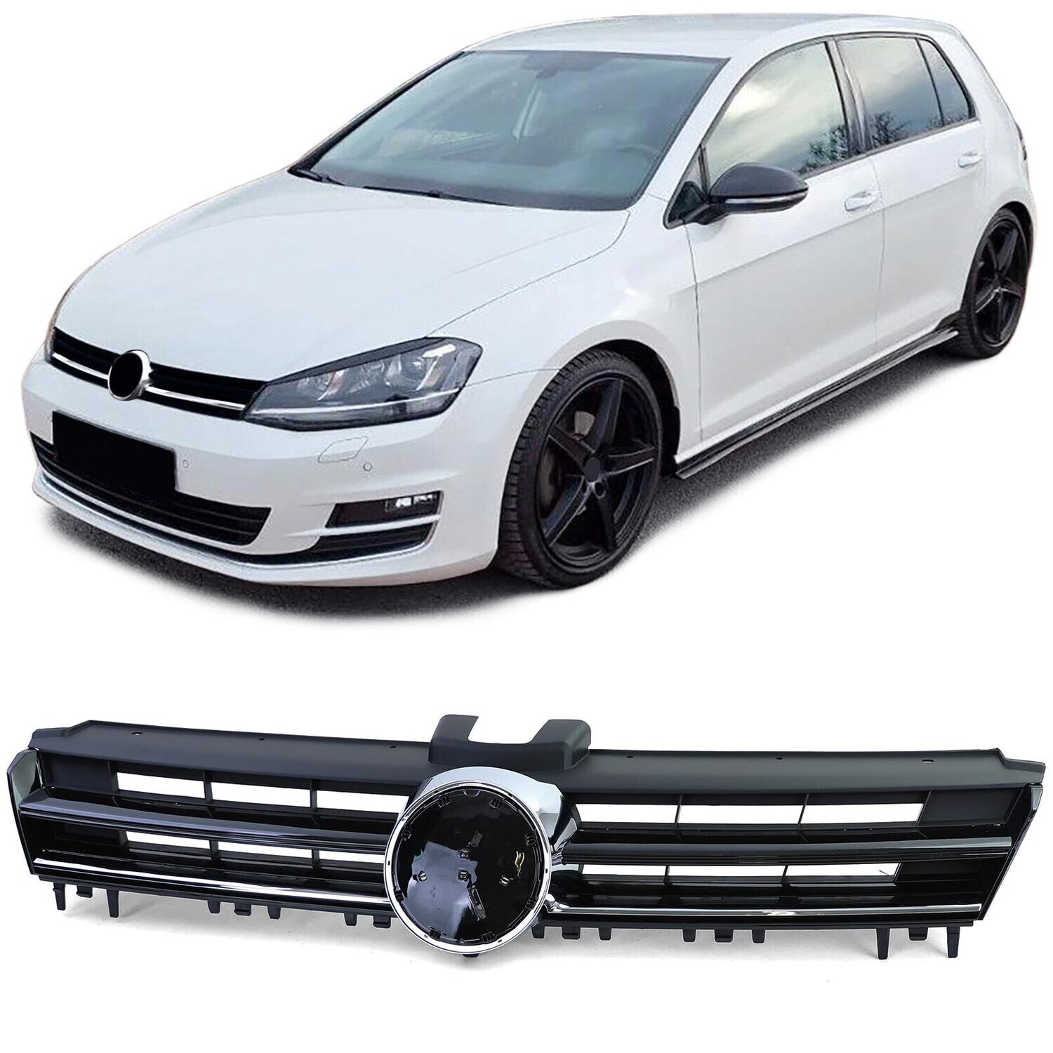 Calandre sport noir brillant avec bande chromée pour VW Golf 7 2012-2016