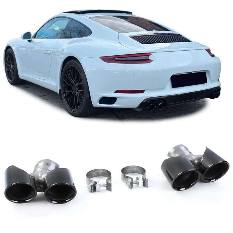 Deux sorties d'échappement noir pour Porsche 911 991.2 2015-2019 3.0 370PS