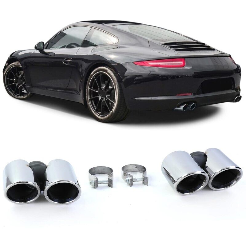 Deux sorties d'échappement polies pour Porsche 911 991.1 2011-2015 3.4 350PS