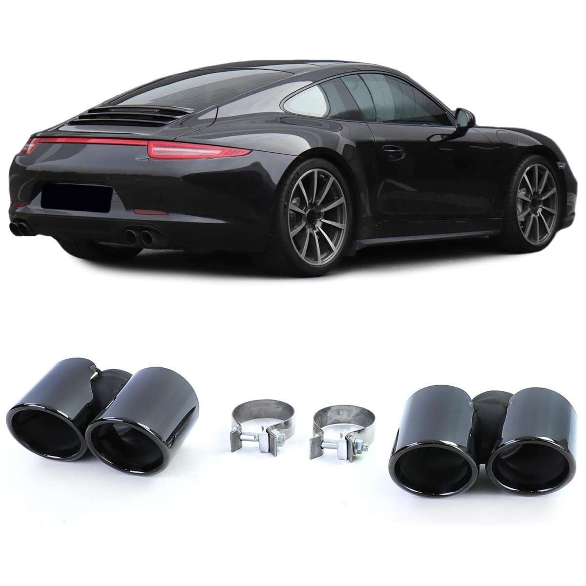 Deux sorties d'échappement noir pour Porsche 911 991.1 2011-2015 3.4 350PS