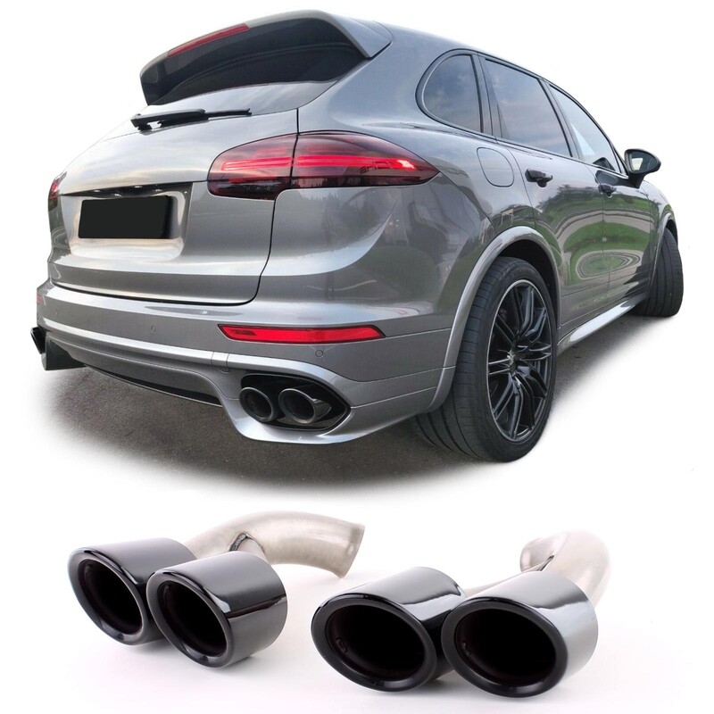 Sorties d'échappement doubles GTS look noir pour Porsche Cayenne 92A Facelift 14-17