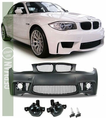 Pare-chocs avant pour BMW Série 1 E81 E82 E87 E88 Look M1 + Calandres + Antibrouillards