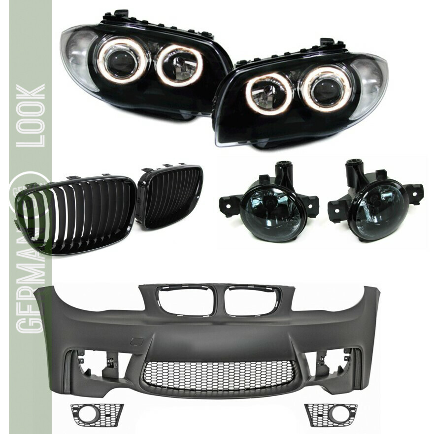 Pack pare-chocs avant + Phares angel eyes + Calandres + Antibrouillards pour BMW Série 1 E81 E82 E87 E88