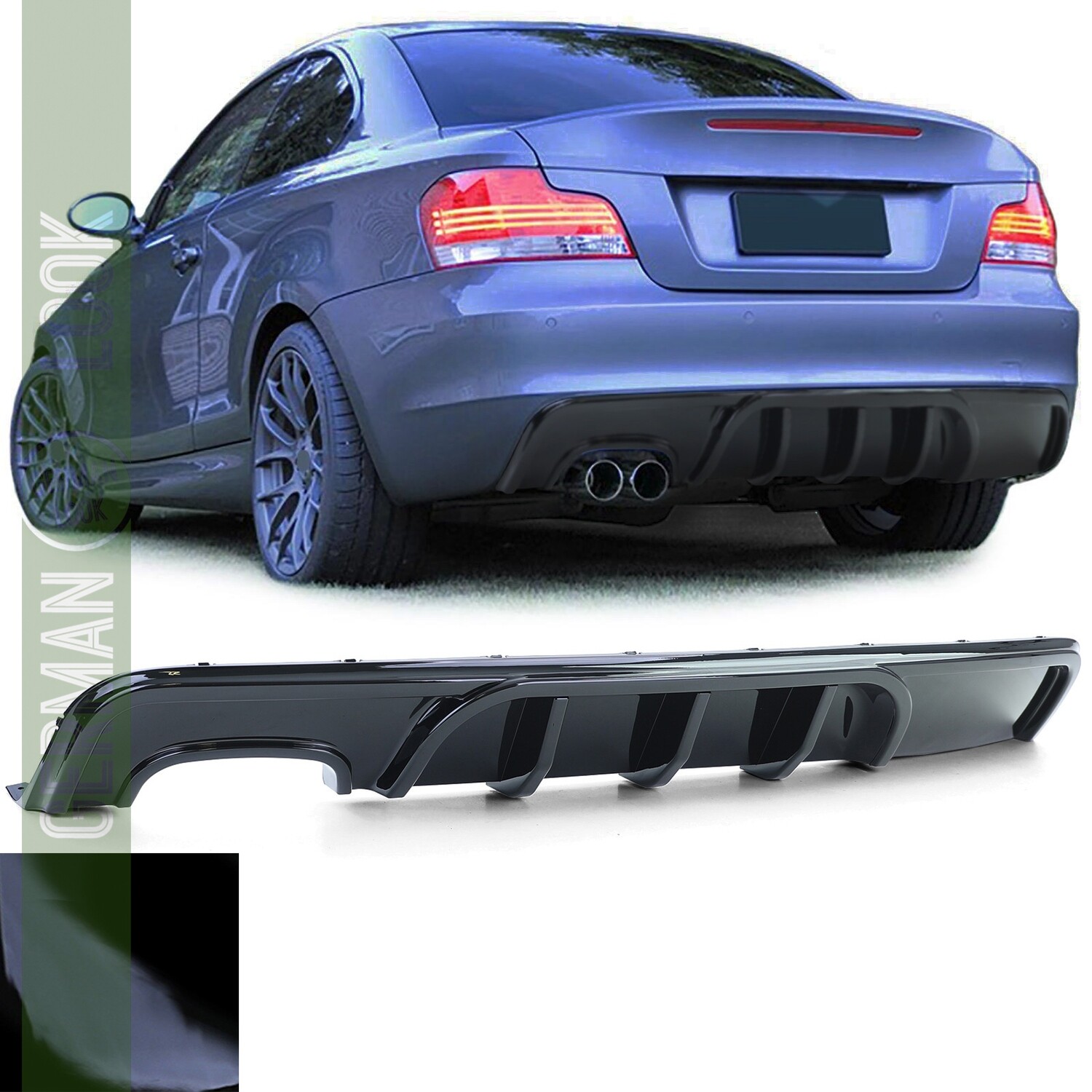Diffuseur de pare-chocs arrière pour BMW Série 1 E82 E88 noir brillant