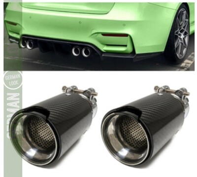 2x embouts / tuyaux d'échappement / silencieux d'échappement Sport-Performance Carbon Gloss pour sur BMW Look Performance