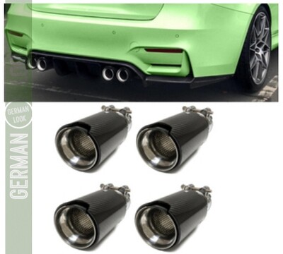 4x embouts / tuyaux d'échappement / silencieux d'échappement Sport-Performance Carbon Gloss pour sur BMW Look Performance