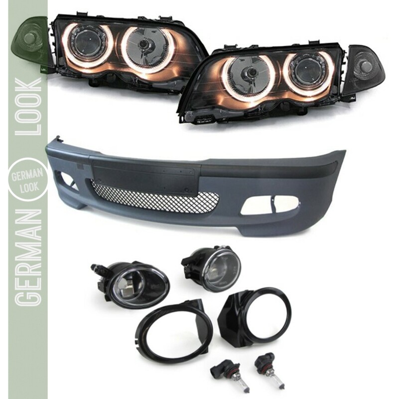 Pack Pare-chocs avant Look Pack M M2 + Phares angel eyes + antibrouillards pour BMW Série 3 E46 Berline et Touring Phase 1