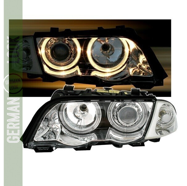 Paire de phares avant Angel Eyes pour BMW Série 3 E46 1998 - 2001