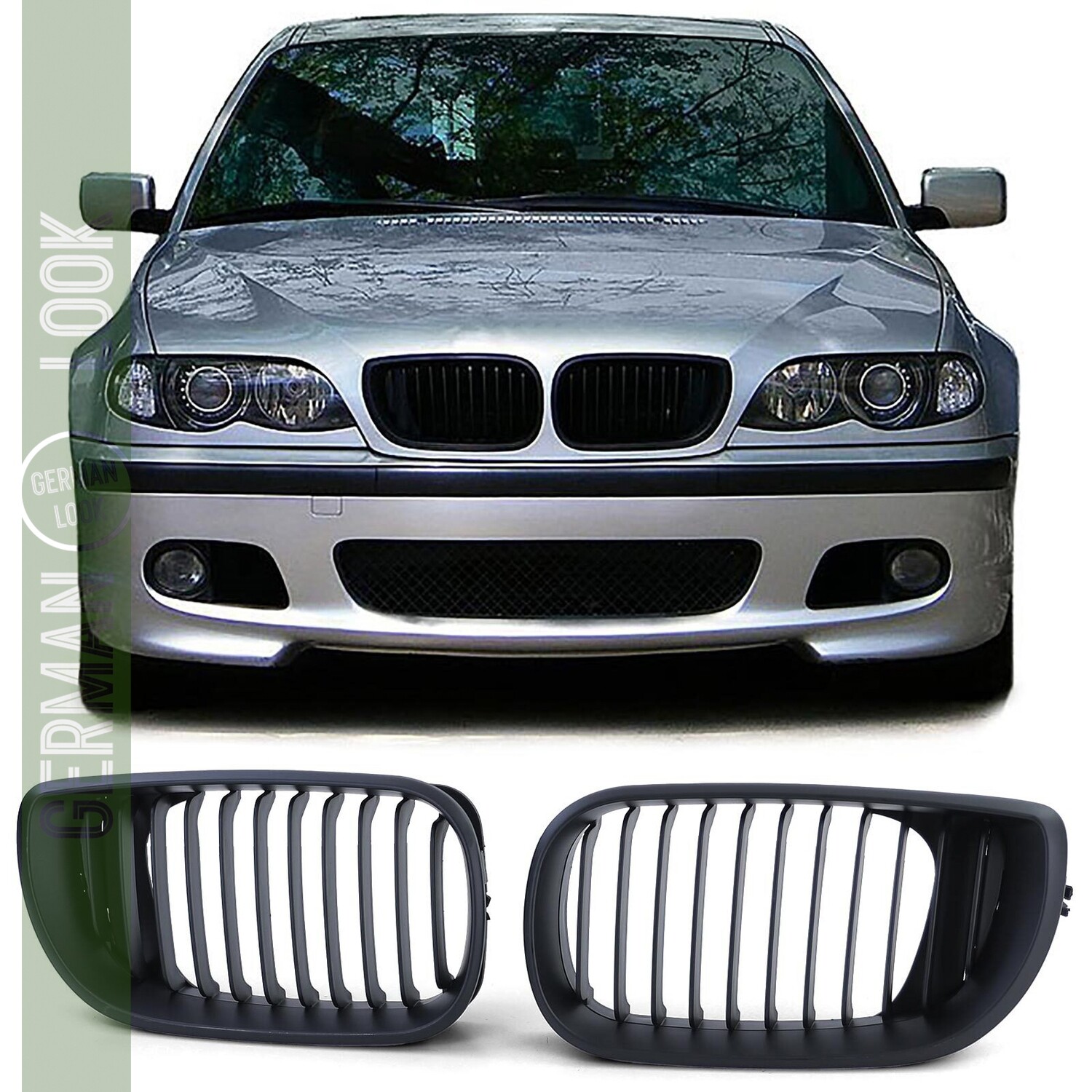 Calandre pour BMW Série 3 E46 2001-2005 Berline et Touring Noir Mat