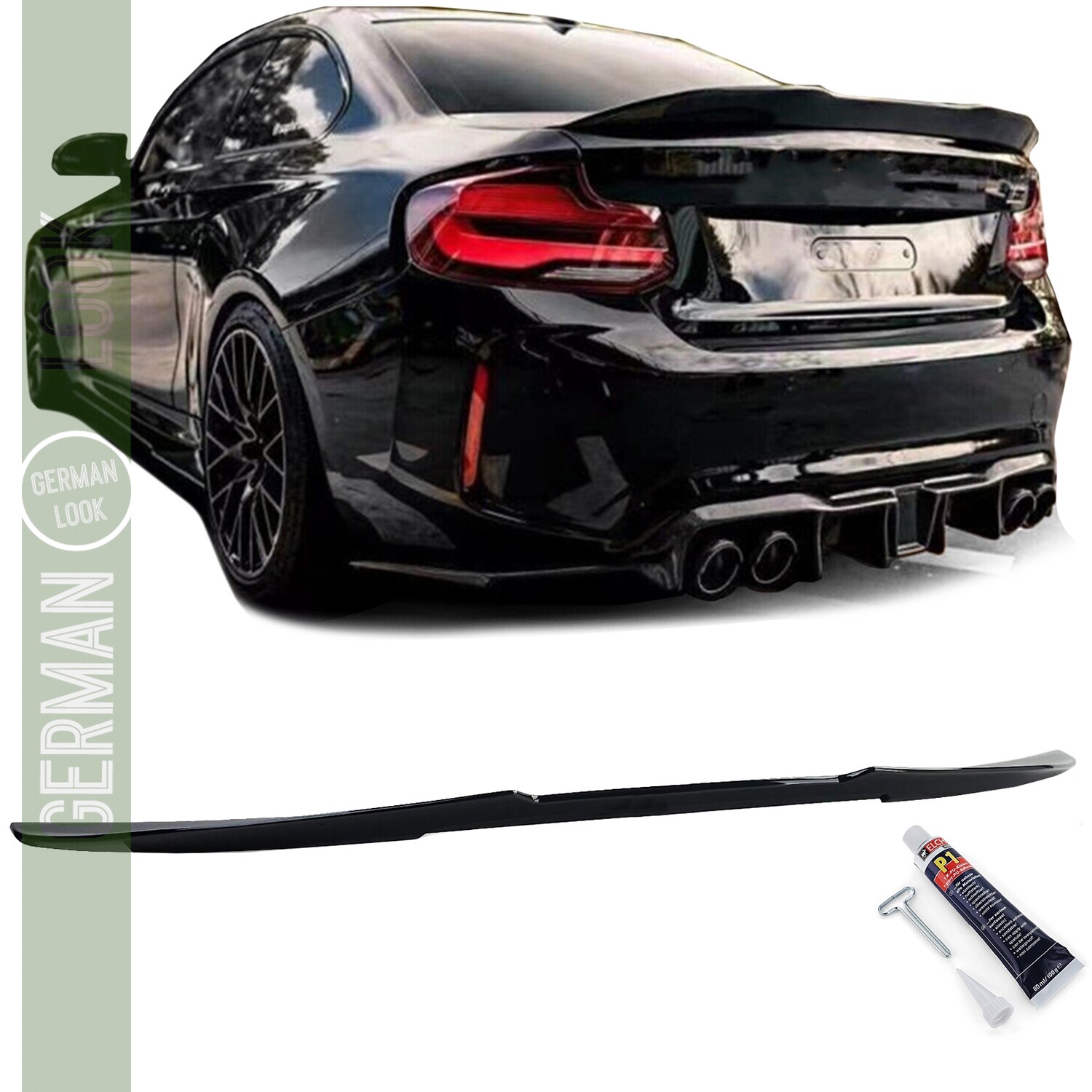Aileron estilo M4 Performance para BMW Série 2 F22 F23 preto brilhante