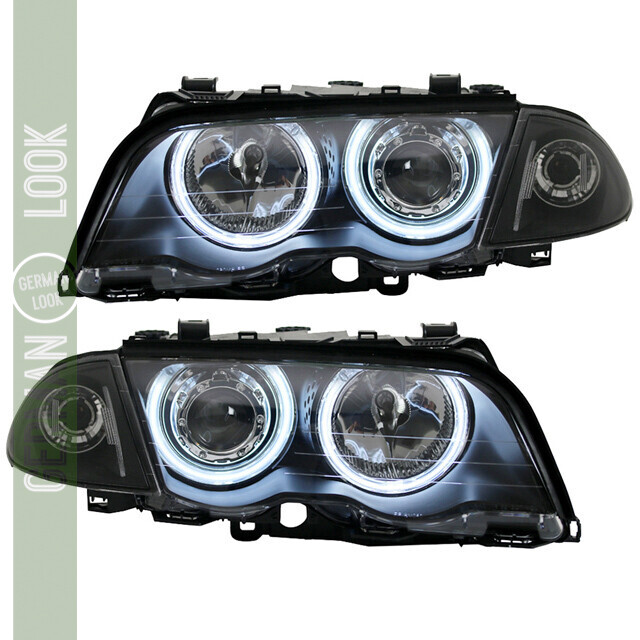 Phares Angel Eyes blanc pour BMW E46 berline et touring 1998-2001