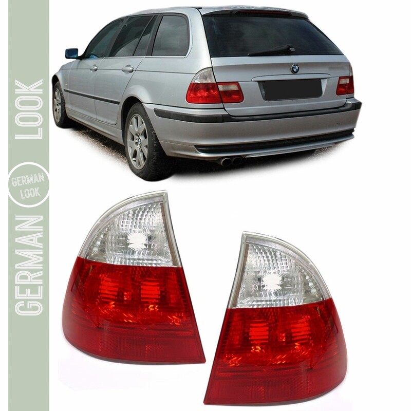 Paire de feux arrière rouge blanc clair pour BMW Série 3 E46 Touring 1998 - 2005