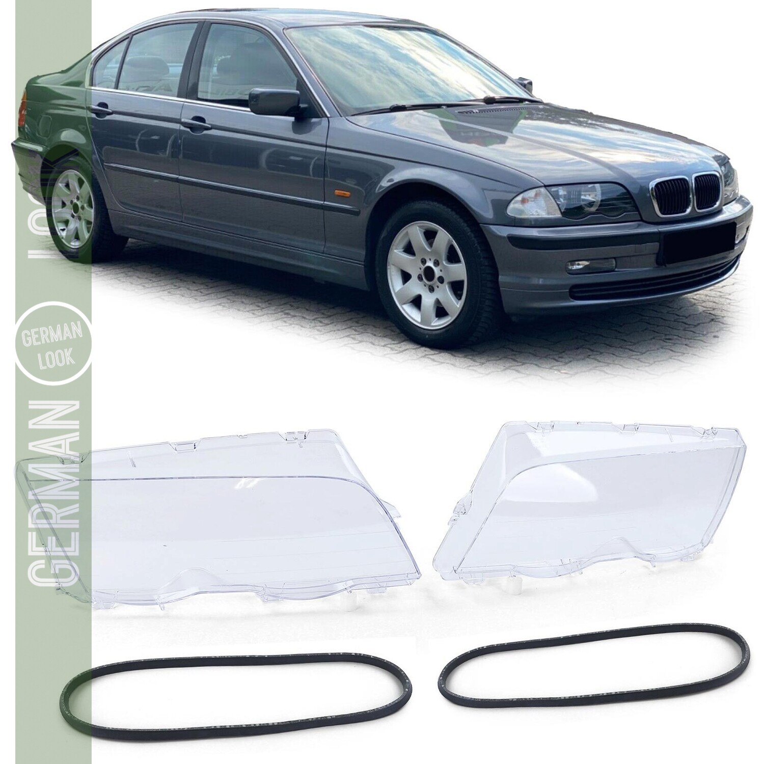 2 Vitres de phares avant pour BMW Série 3 E46 Berline et Touring de 1998-2001