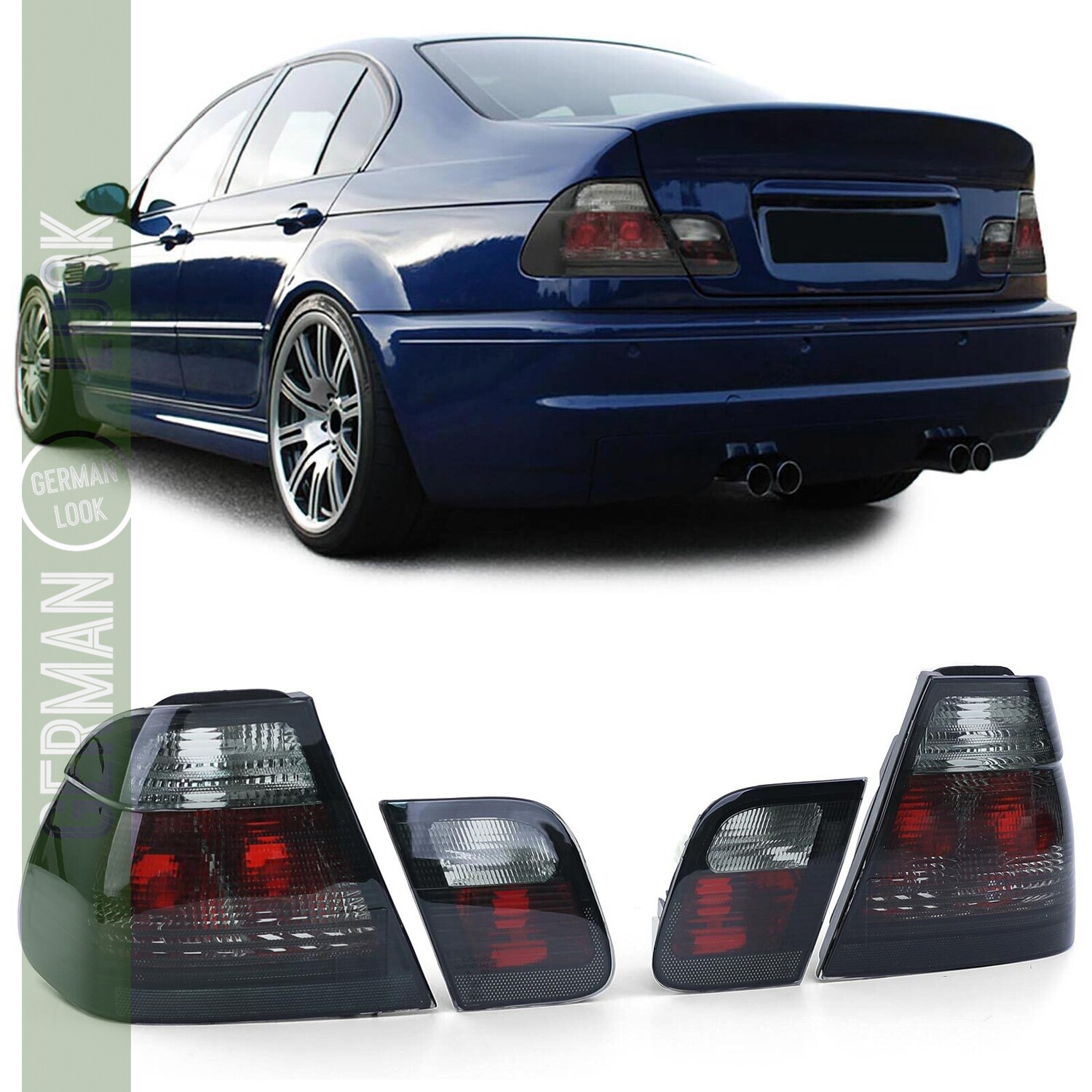 Feux arrière cristal noir fumé pour BMW SERIE 3 E46 Berline 1998-2001