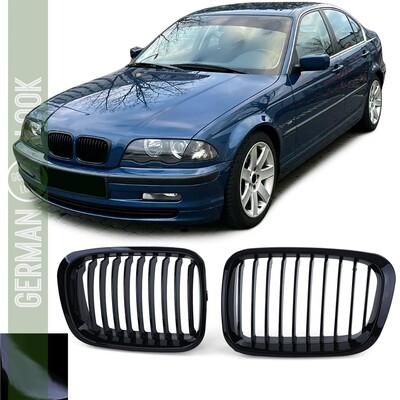 Calandre noir brillant BMW Série 3 E46 Berline Touring (1998-2001) – Kidney Grille Gloss Black Plug & Play Calandre noir brillant BMW Série 3 E46 Berline Touring (1998-2001) – Kidney Grille Gloss Black Plug & Play