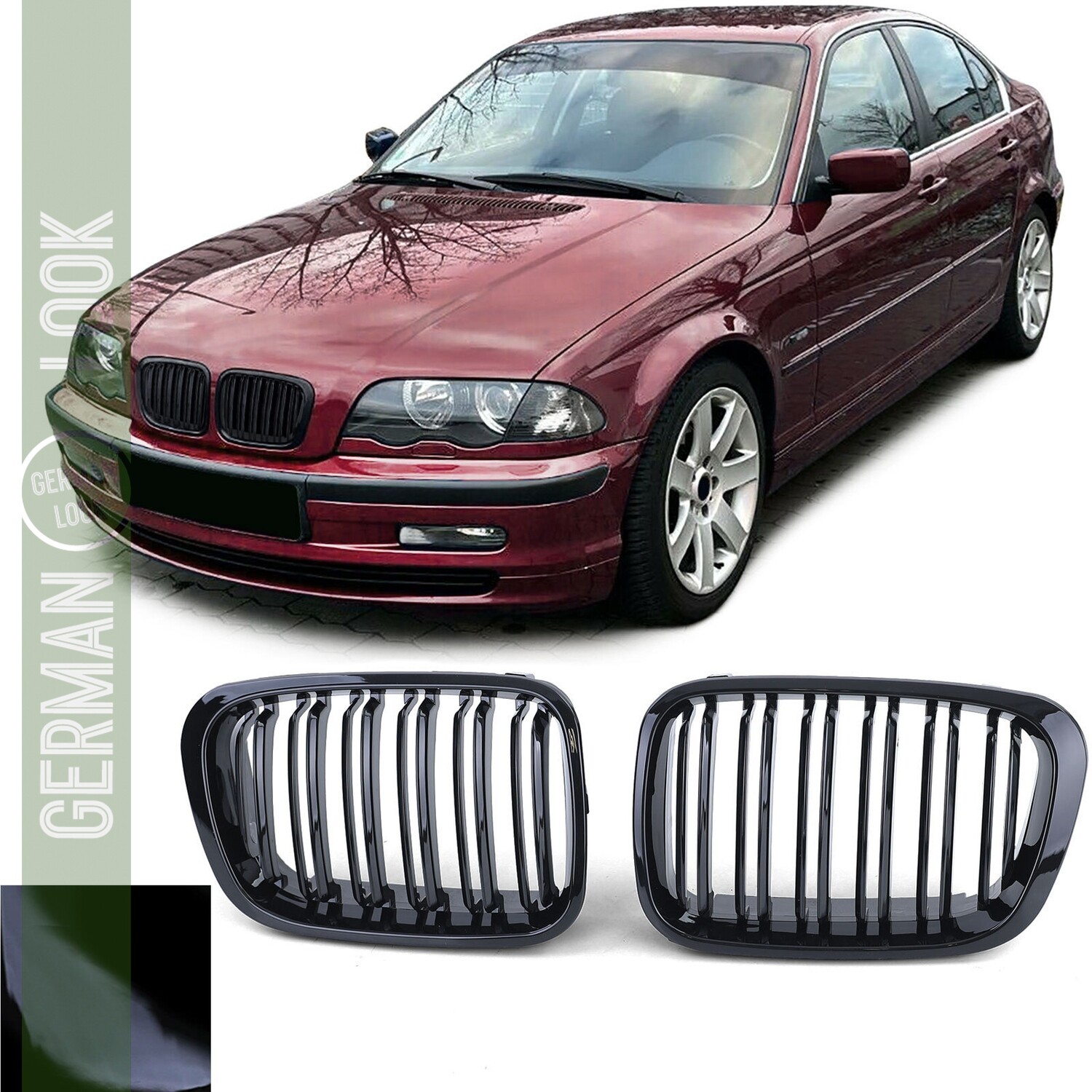 Calandre pour BMW Série 3 E46 Berline et Touring 1998-2001 noir brillant