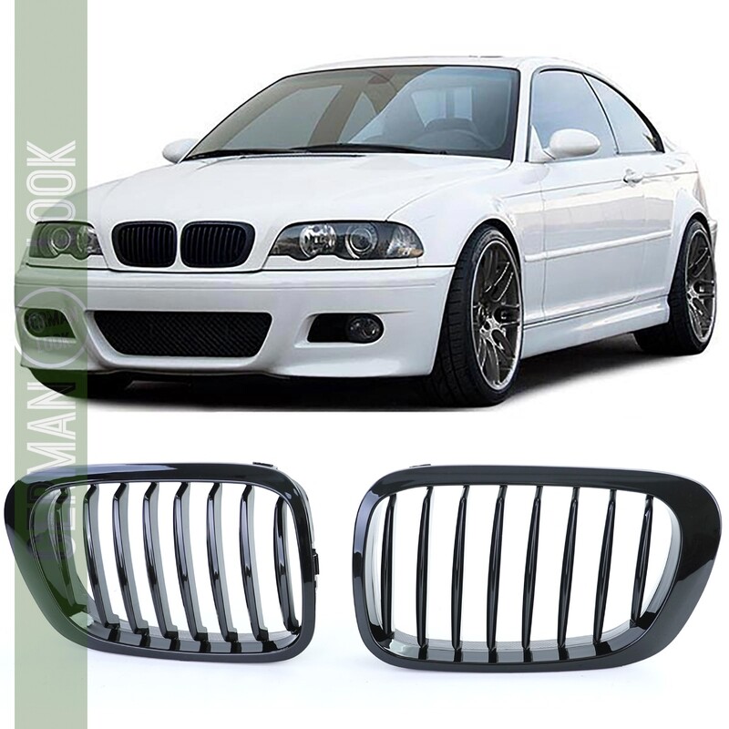 Calandre pour BMW Série 3 E46 Coupé Cabriolet 1998-2003 noir brillant