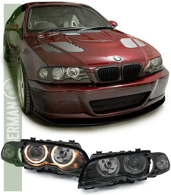 Paire de Phares / Feux Angel Eyes avant avec clignotants pour BMW Série 3 E46 Coupé / Cabriolet 1999 - 2003