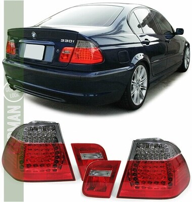 Paire de feux arrière LED rouge noir pour BMW Série 3 E46 Berline 1998-2001