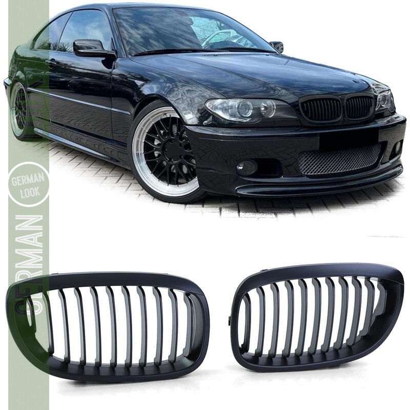 Calandre pour BMW Série 3 E46 Coupé Cabriolet 2003-2007 noir mat