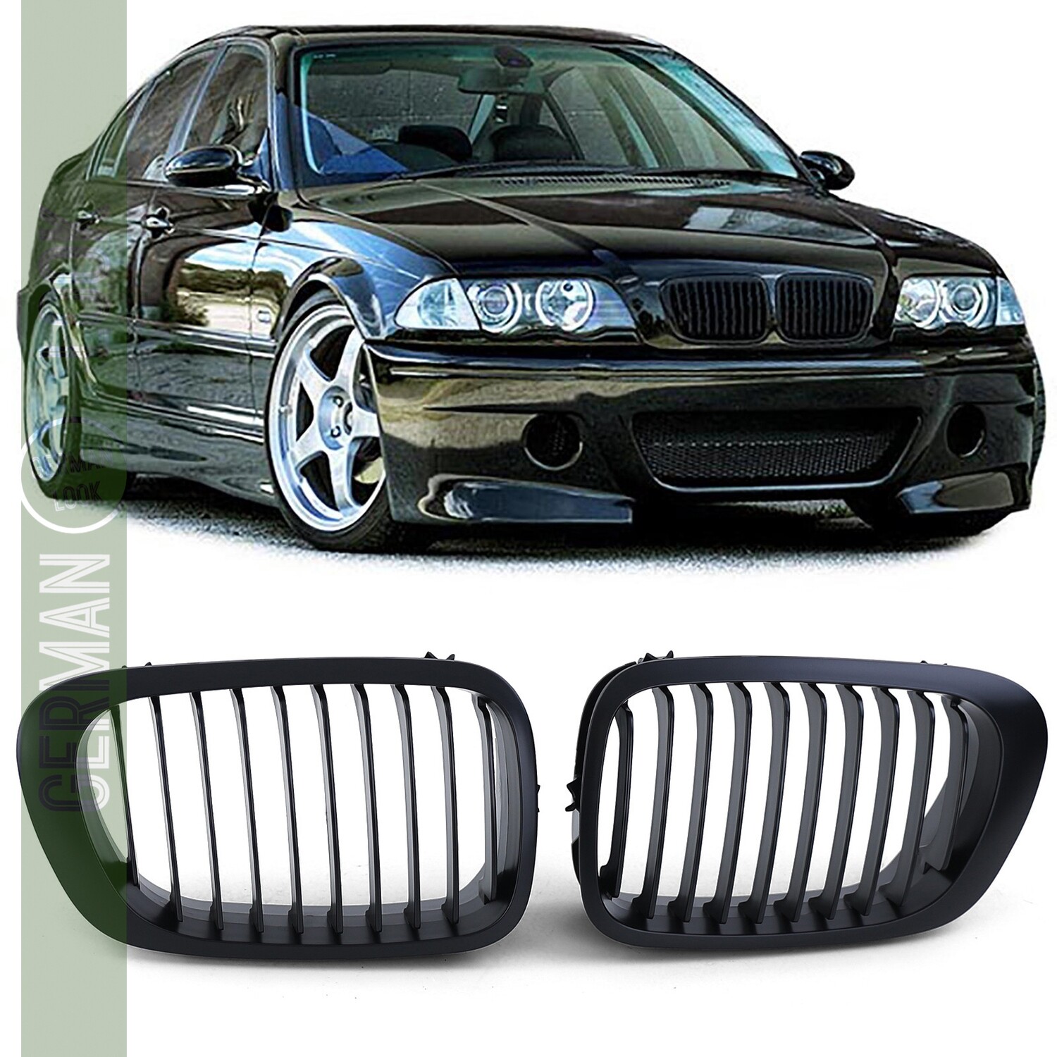 Calandre pour BMW Série 3 E46 Berline et Touring 1998-2001 noir mat