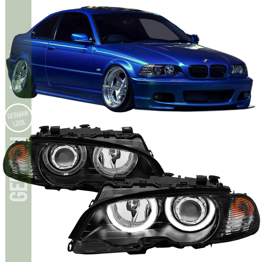 Phares CCFL Angel Eyes pour BMW E46 Coupé Cabrio noir